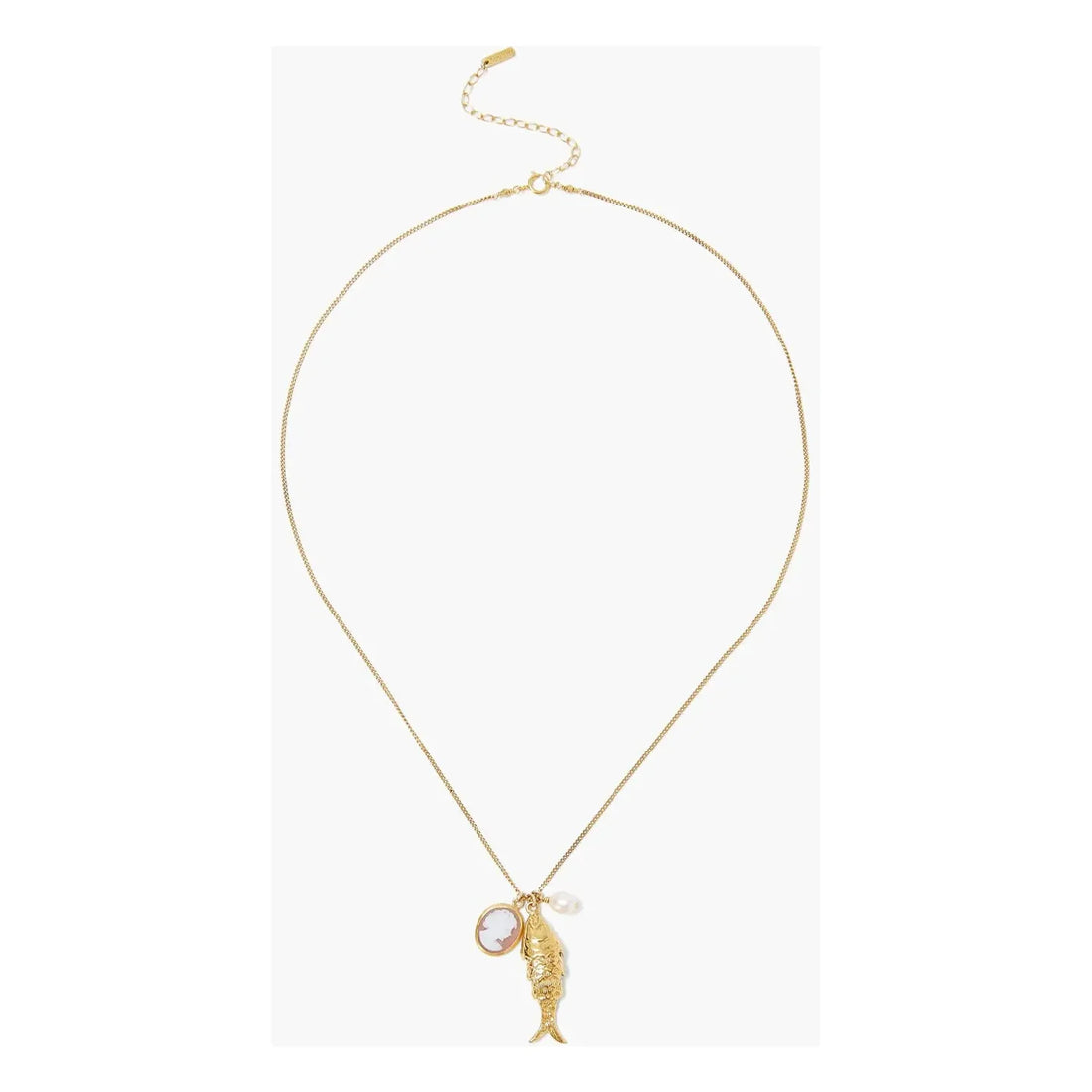 Fish/Cameo Charm Necklace