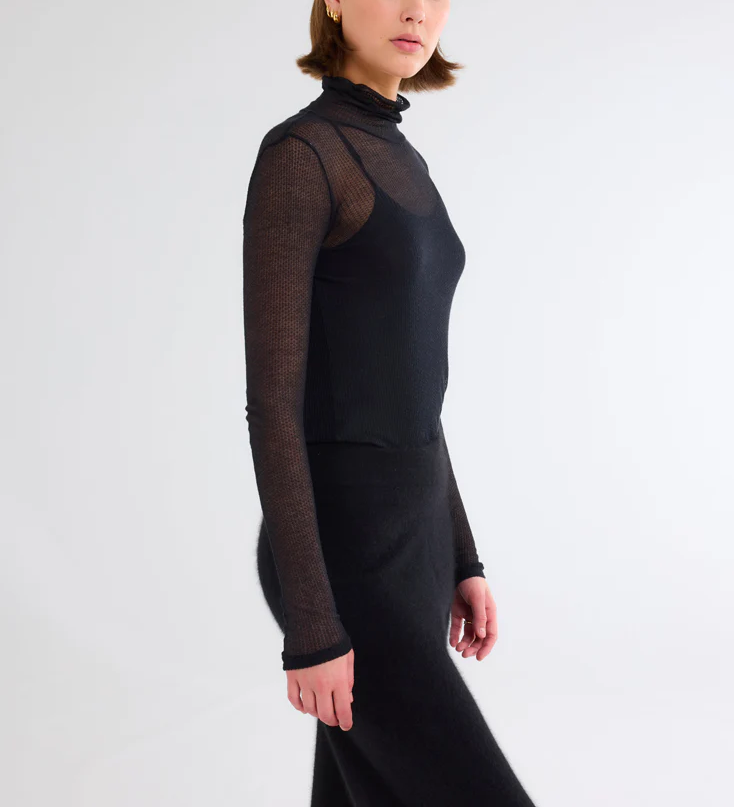 Micro Modal Laser Cut Cashmere L/S Turtleneck