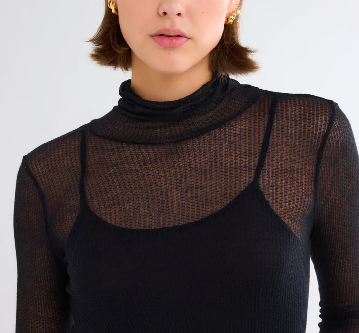 Micro Modal Laser Cut Cashmere L/S Turtleneck
