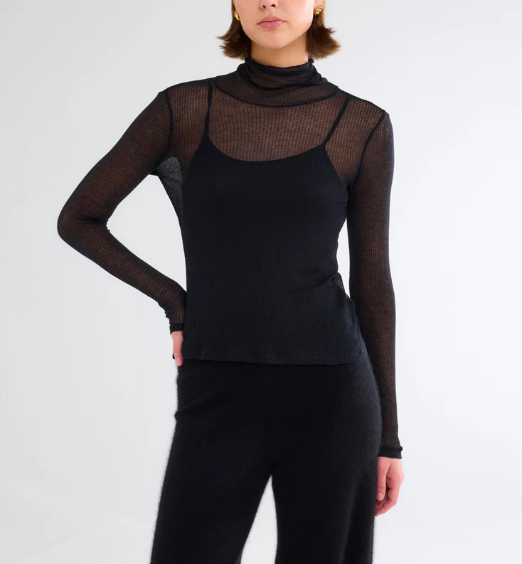 Micro Modal Laser Cut Cashmere L/S Turtleneck