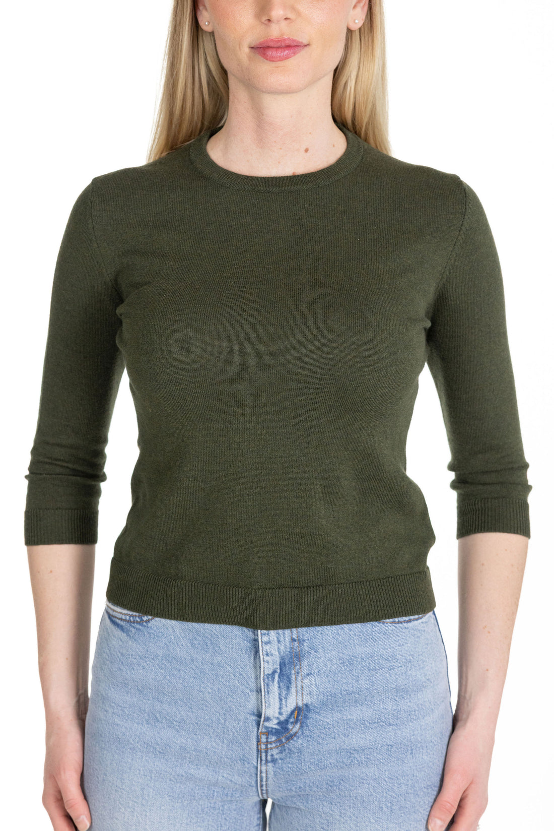 Avery 3/4 Sleeve Crew Deep Olive