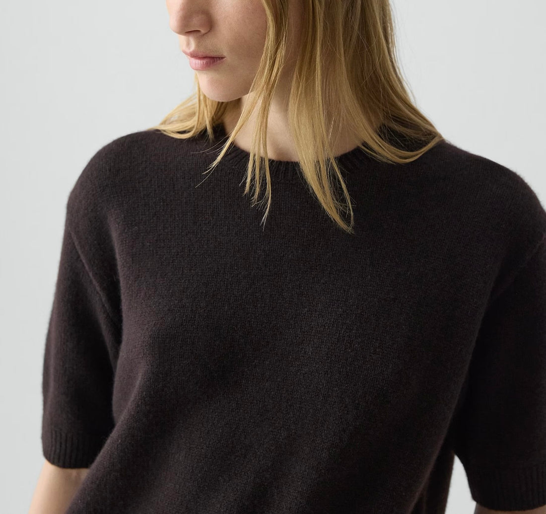 Cropped Cashmere Cacao Top