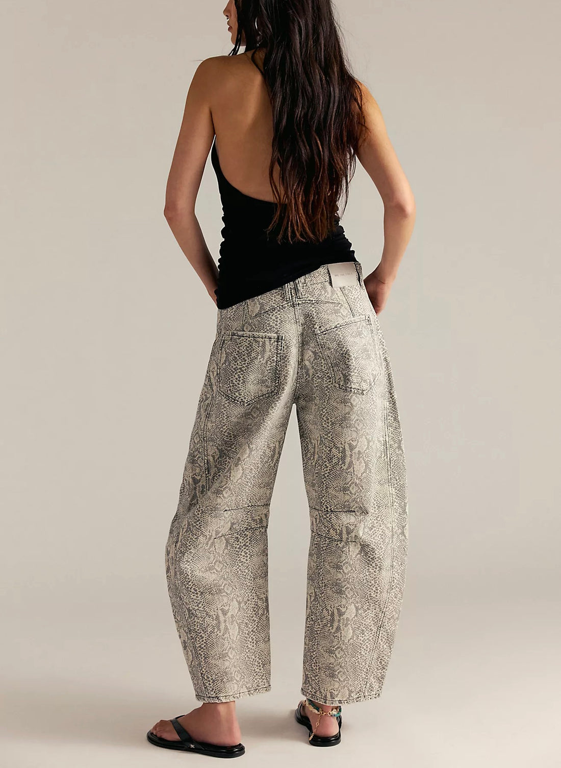 Good Luck Printed Barrel Jean