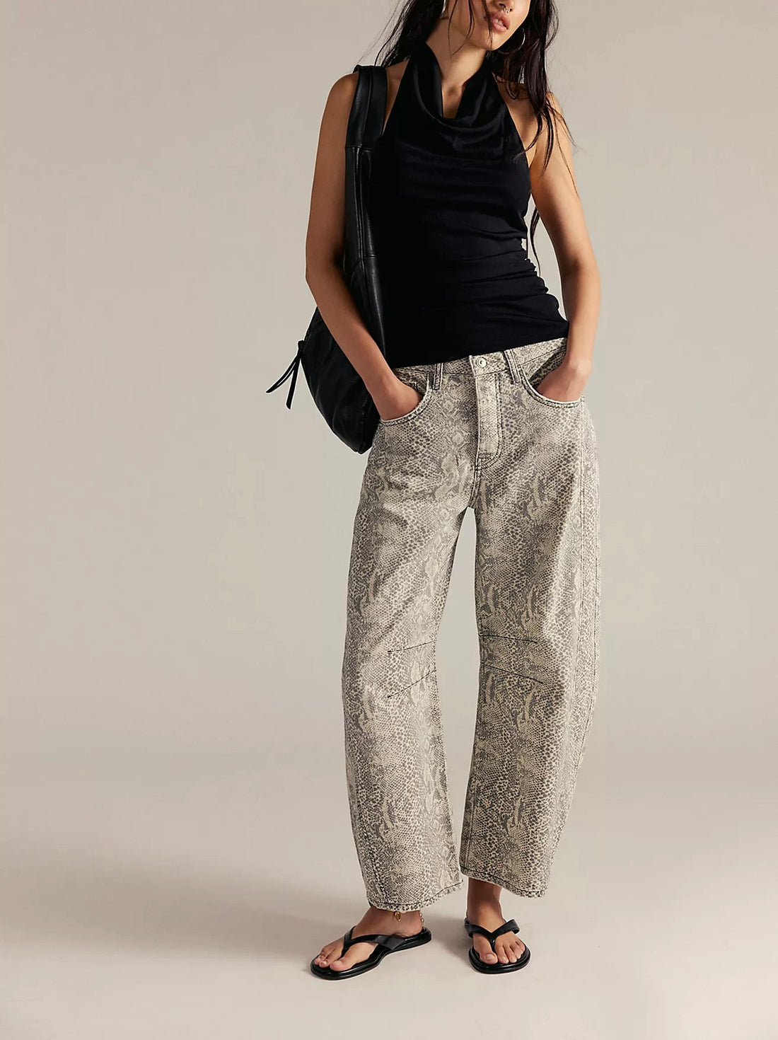 Good Luck Printed Barrel Jean