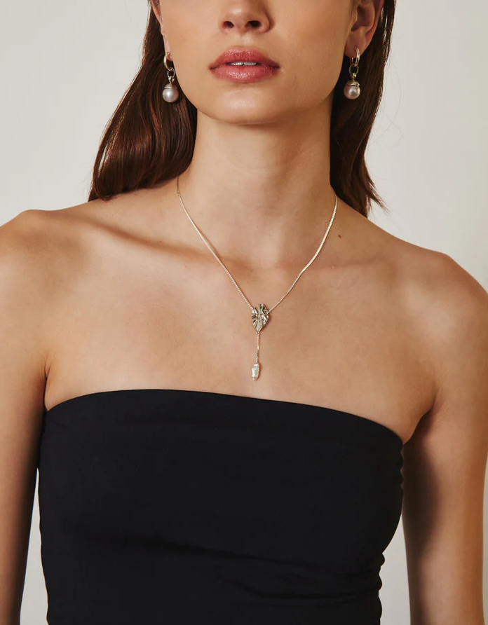 Pearl and Silver Masquerade Pendant Necklace