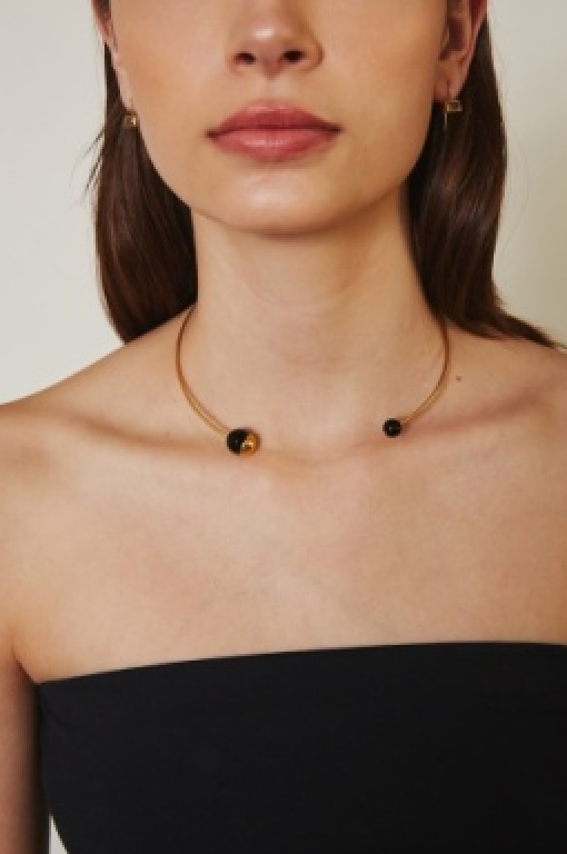 Gold-Dipped Onyx Open Choker