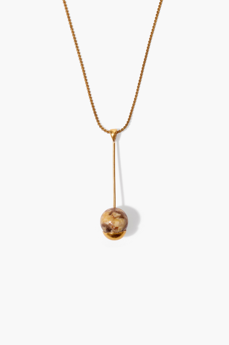 Gold-Dipped Lace Agate Pendant Necklace