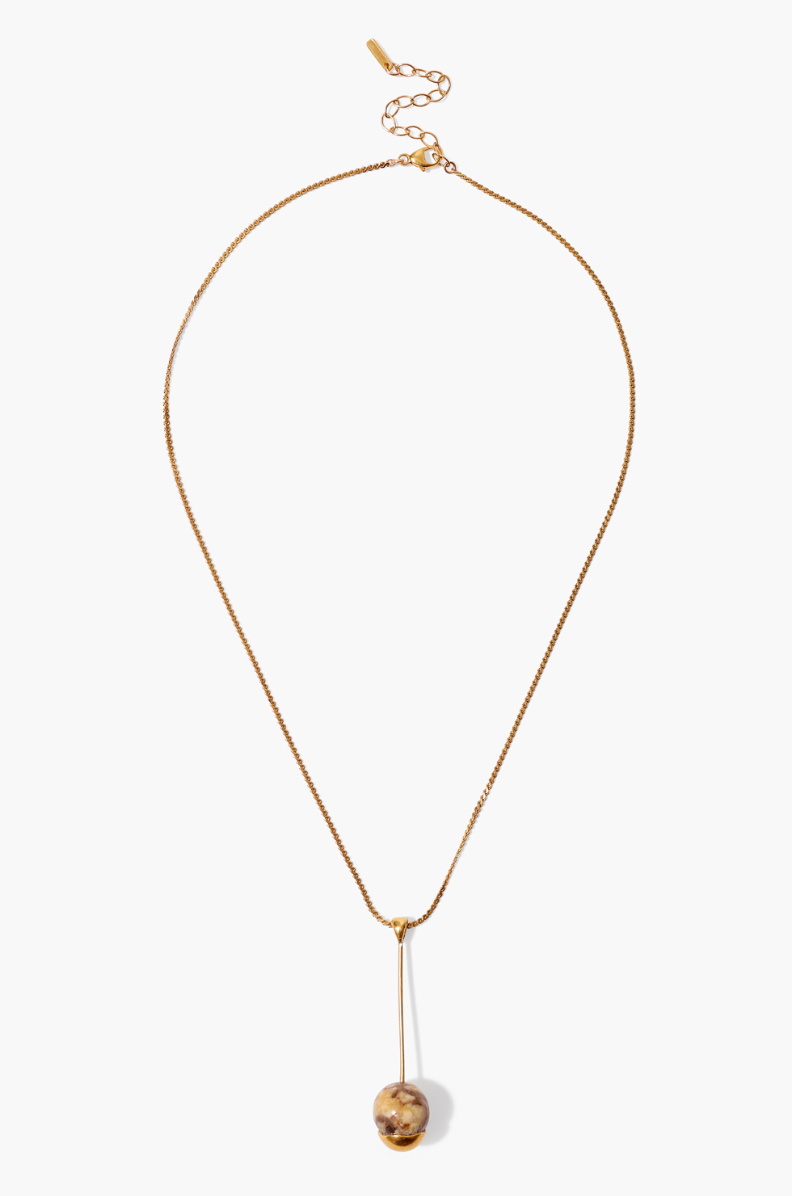 Gold-Dipped Lace Agate Pendant Necklace
