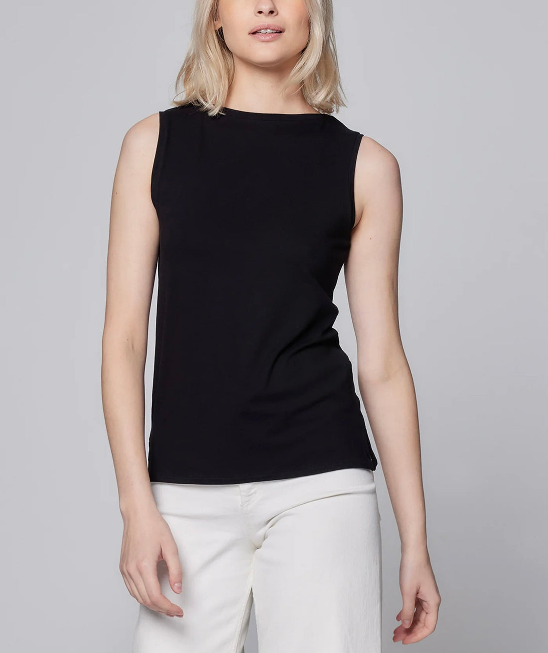Soft Touch Semi Relaxed Boatneck Tank Black