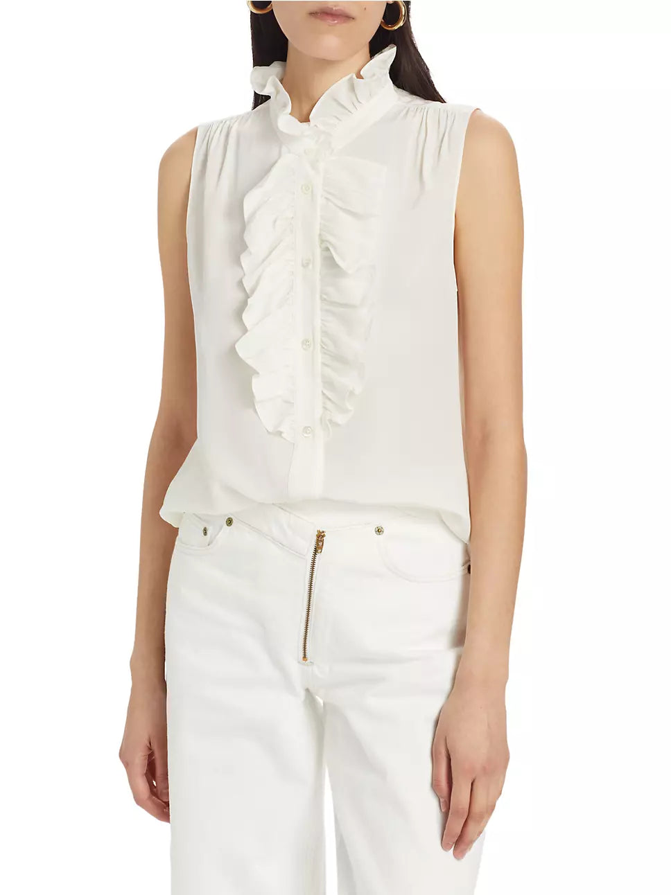 Sleeveless Ruffle Front Blouse