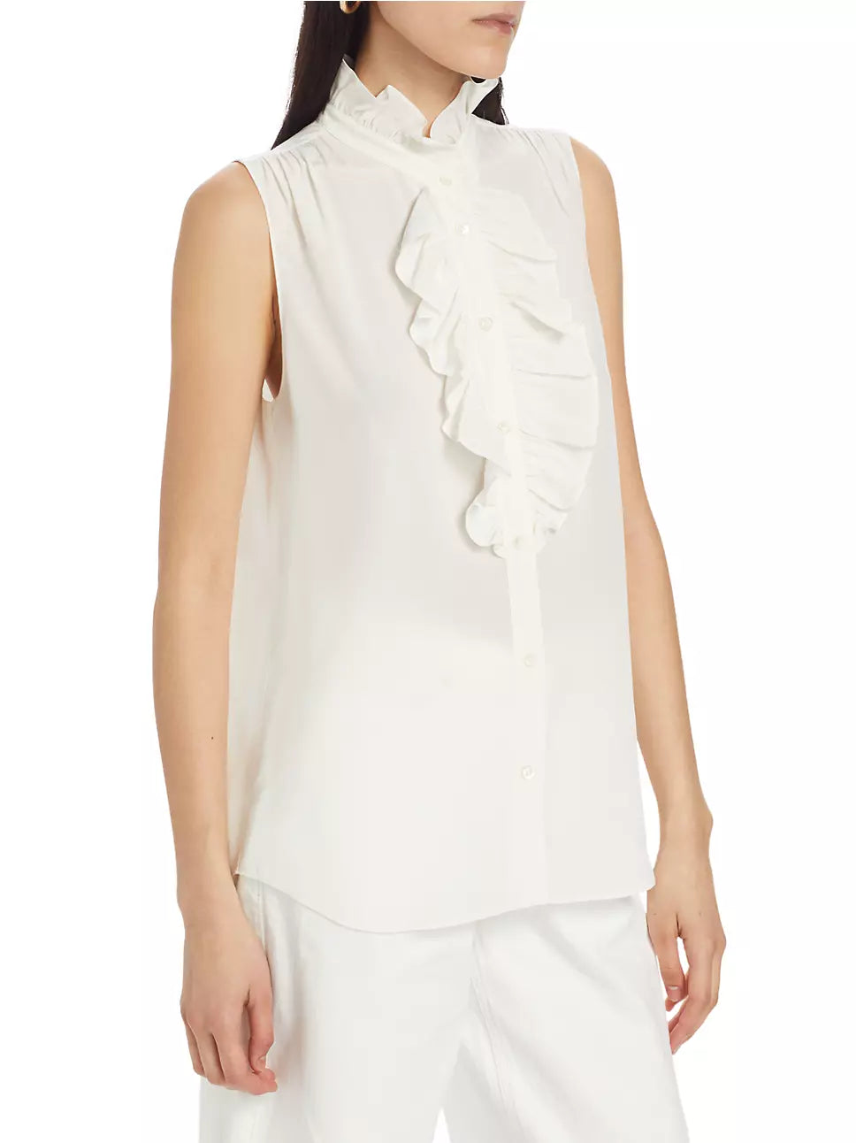 Sleeveless Ruffle Front Blouse