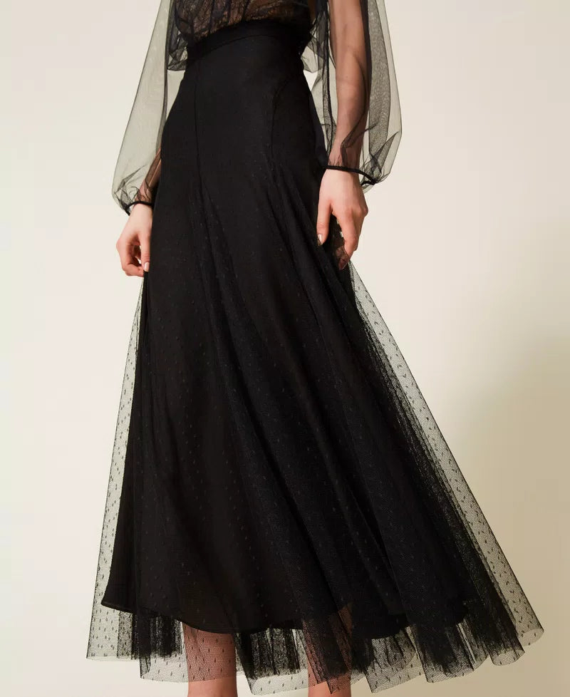 Long Plumetis Tulle Skirt