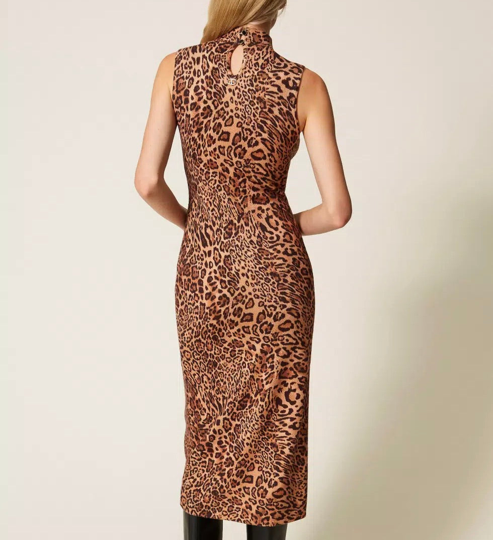 Knit Cheetah Sequin Dress