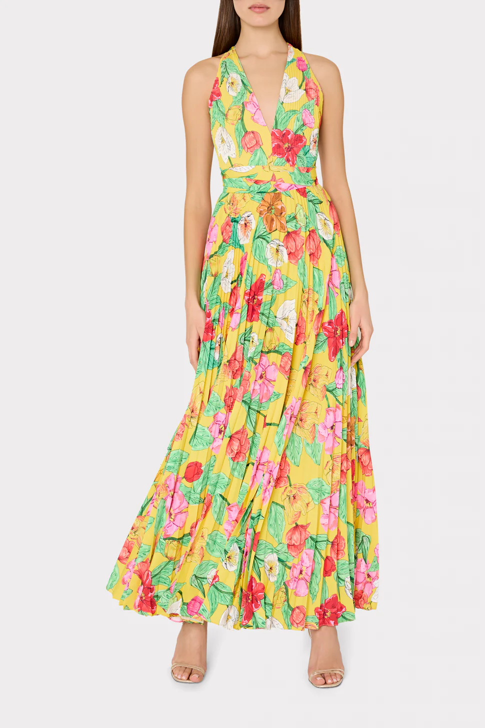 Oria Tulip Rosette Pleated Dress