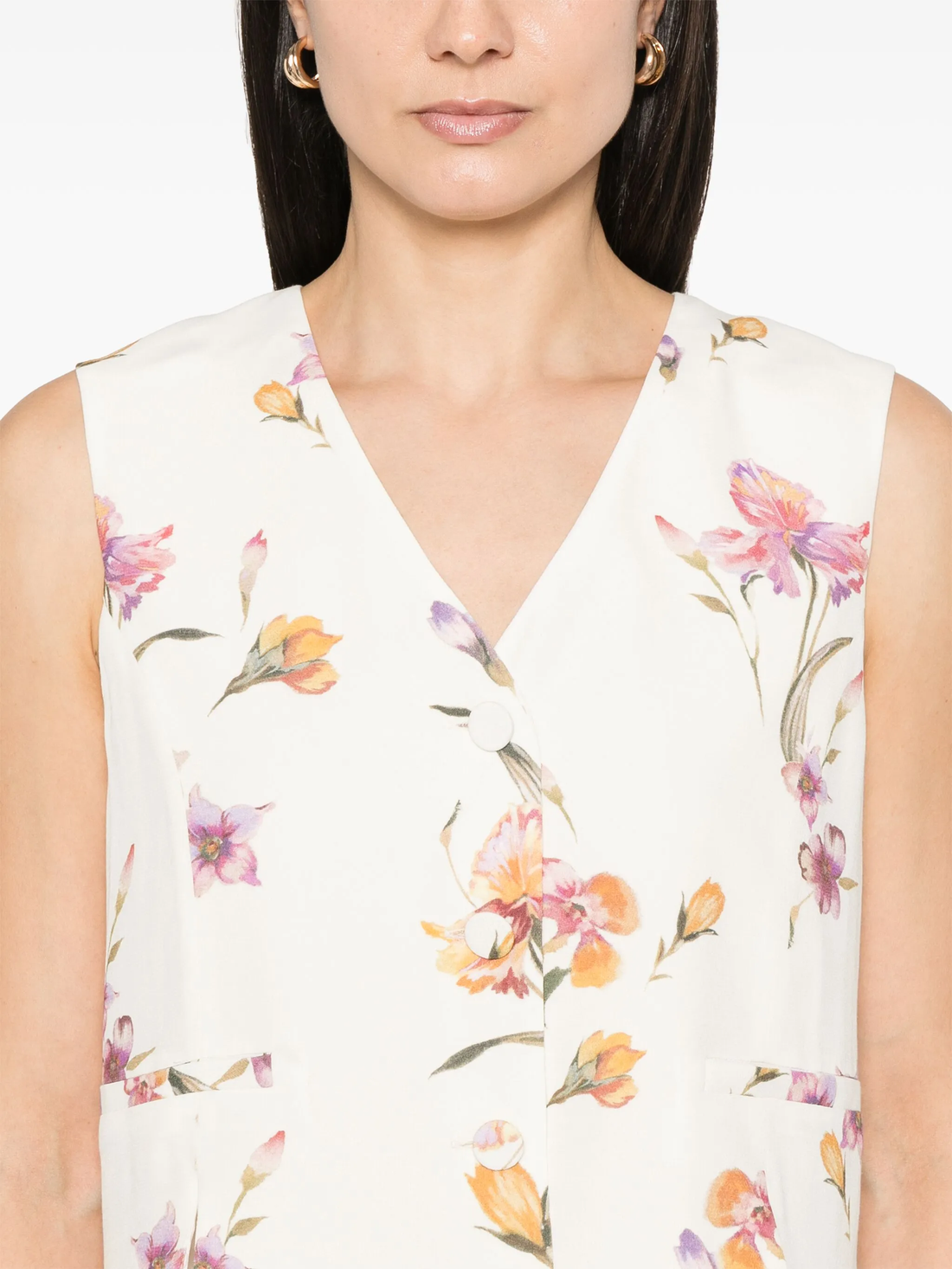 Crepe de Chine Floral Waistcoat