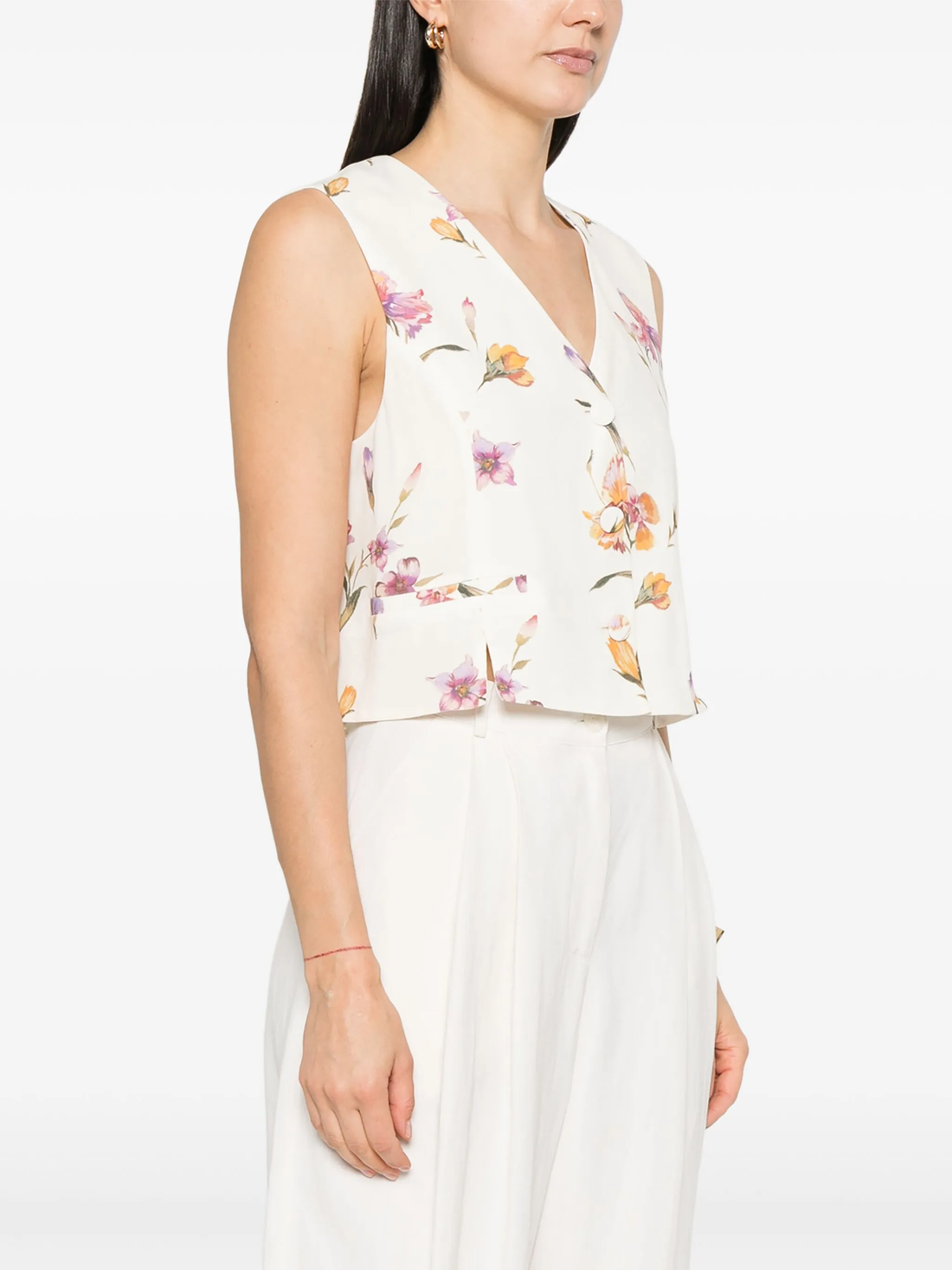 Crepe de Chine Floral Waistcoat