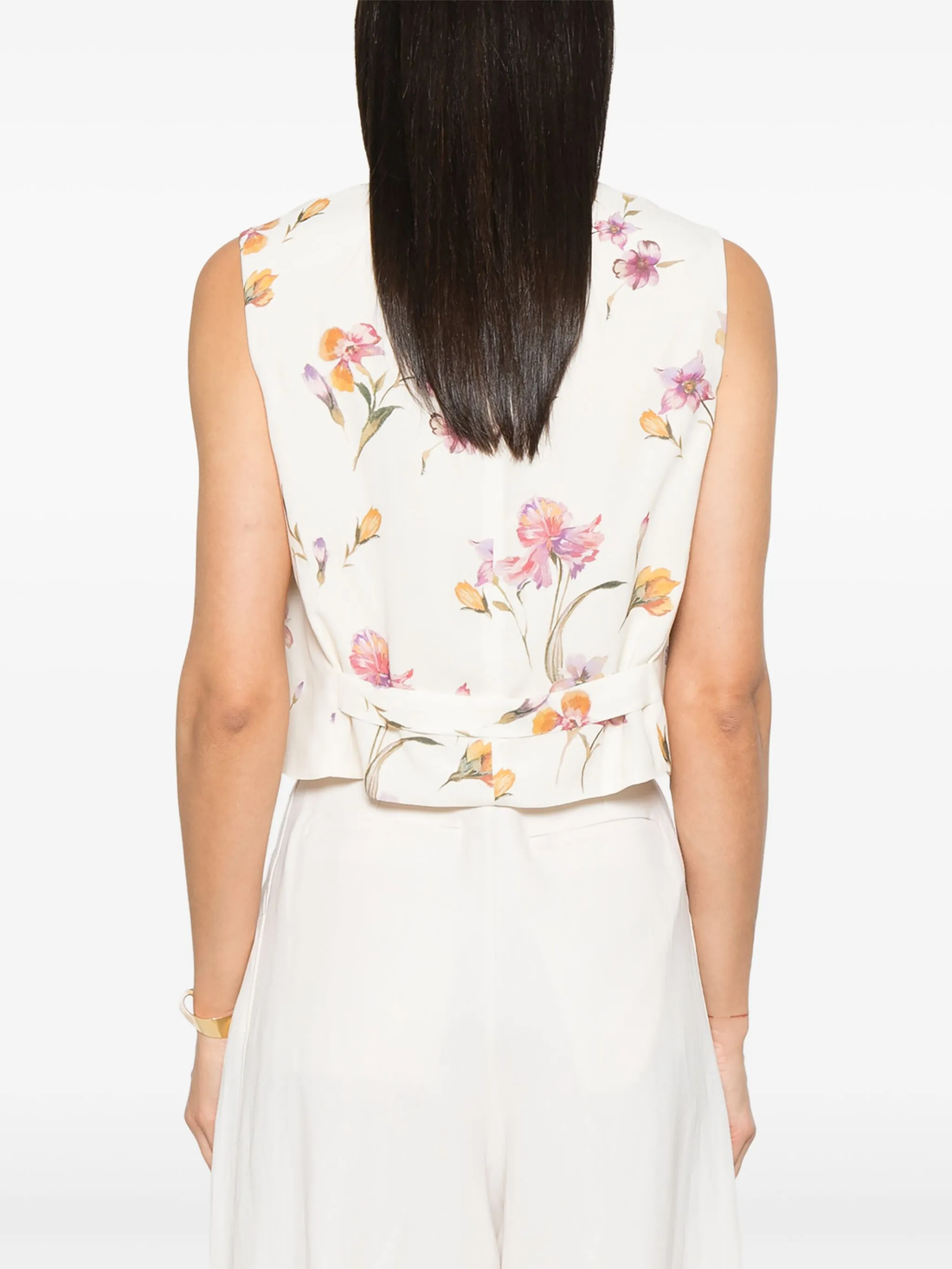 Crepe de Chine Floral Waistcoat