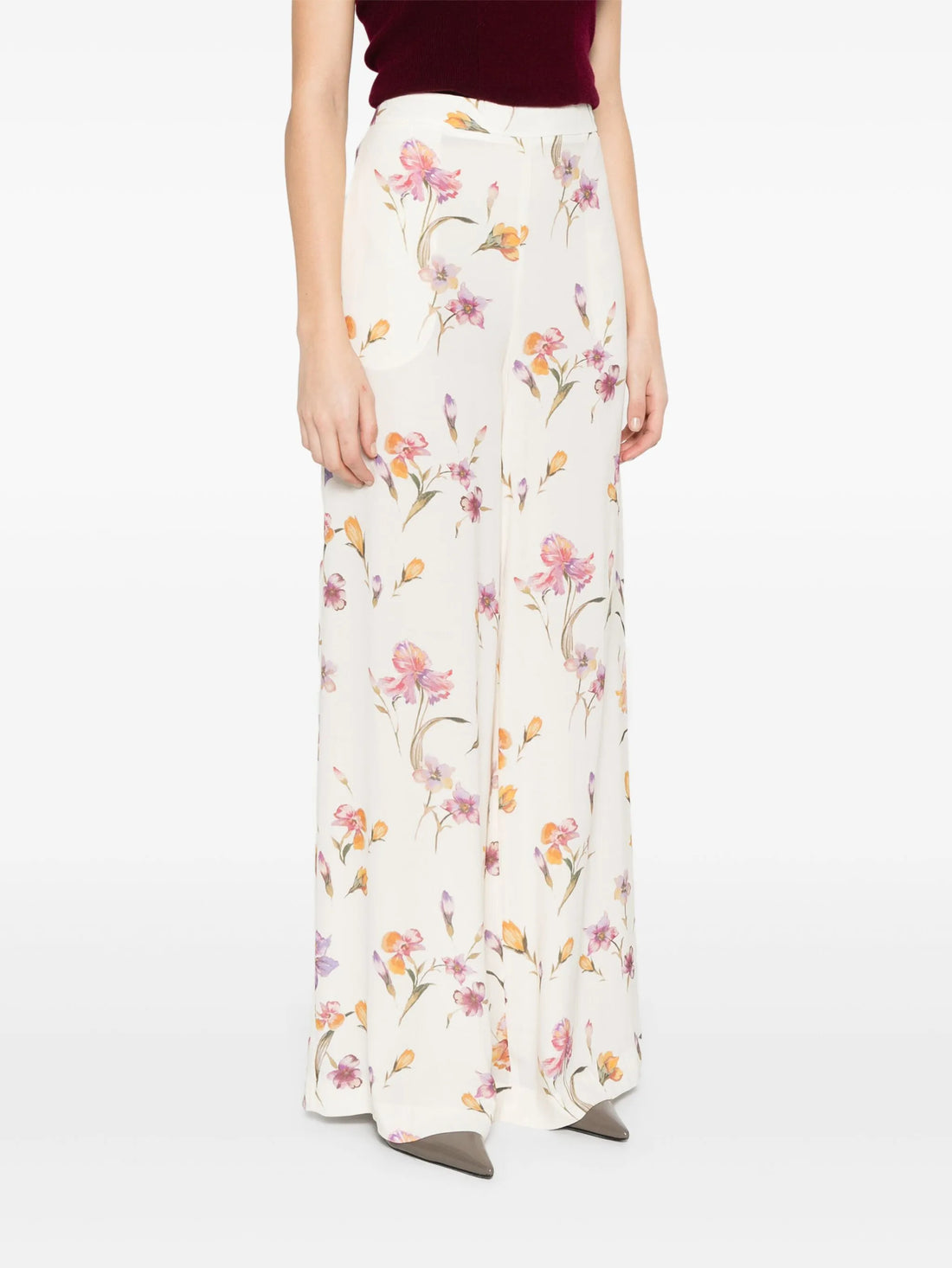 Crepe de Chine Floral Trousers