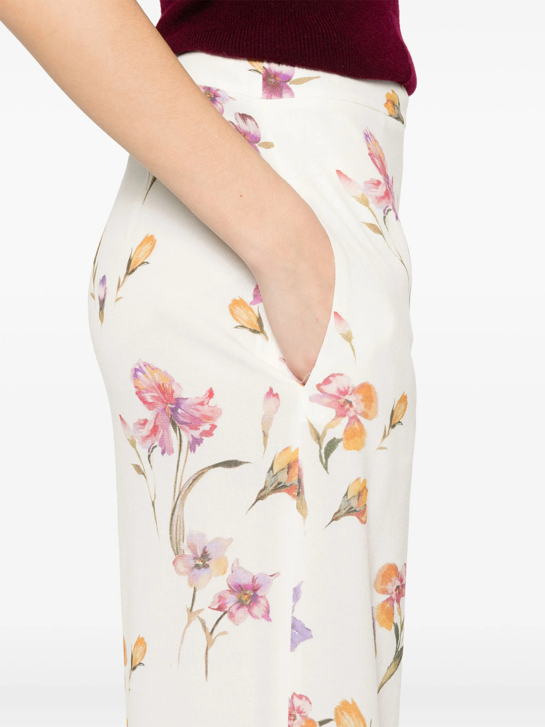 Crepe de Chine Floral Trousers