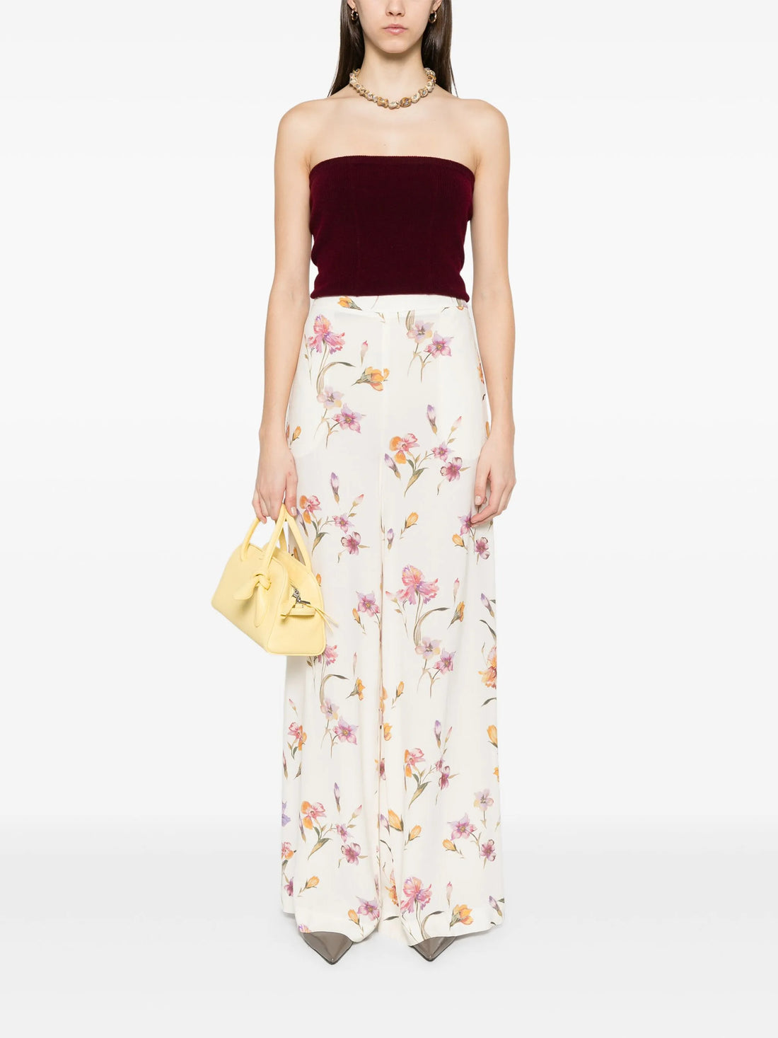 Crepe de Chine Floral Trousers