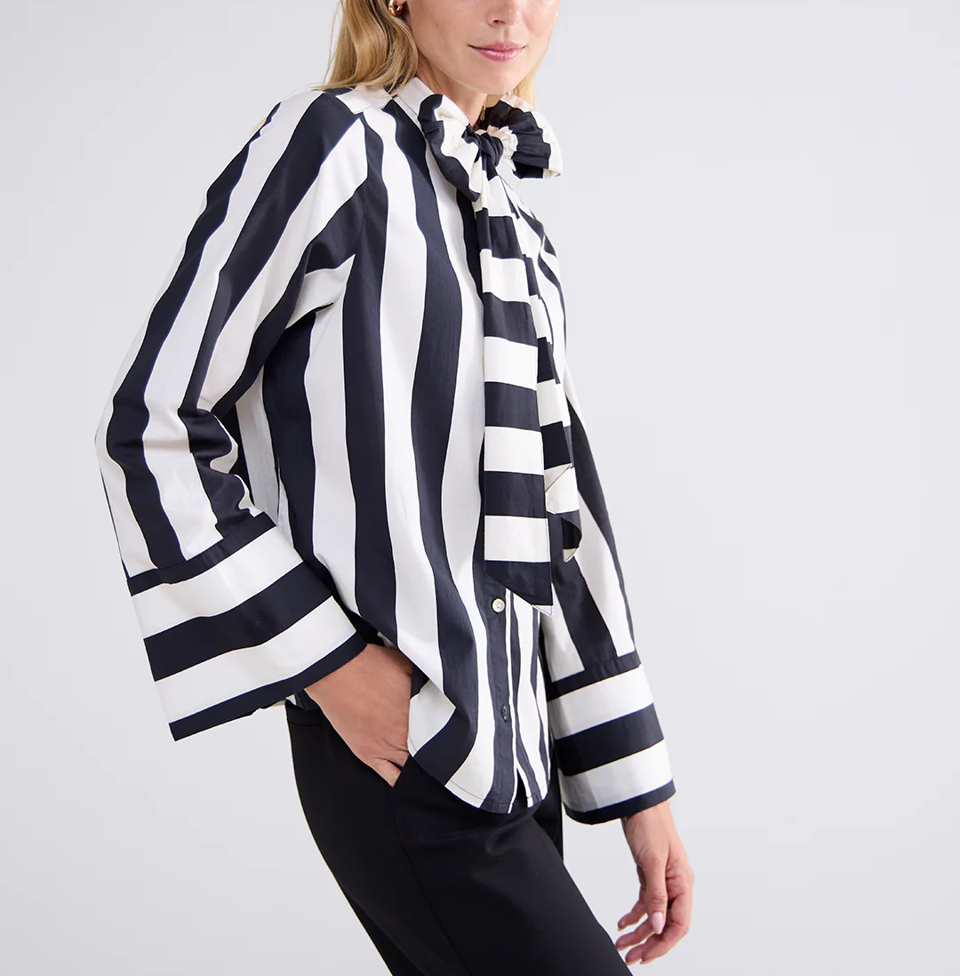 Striped Bow Blouse