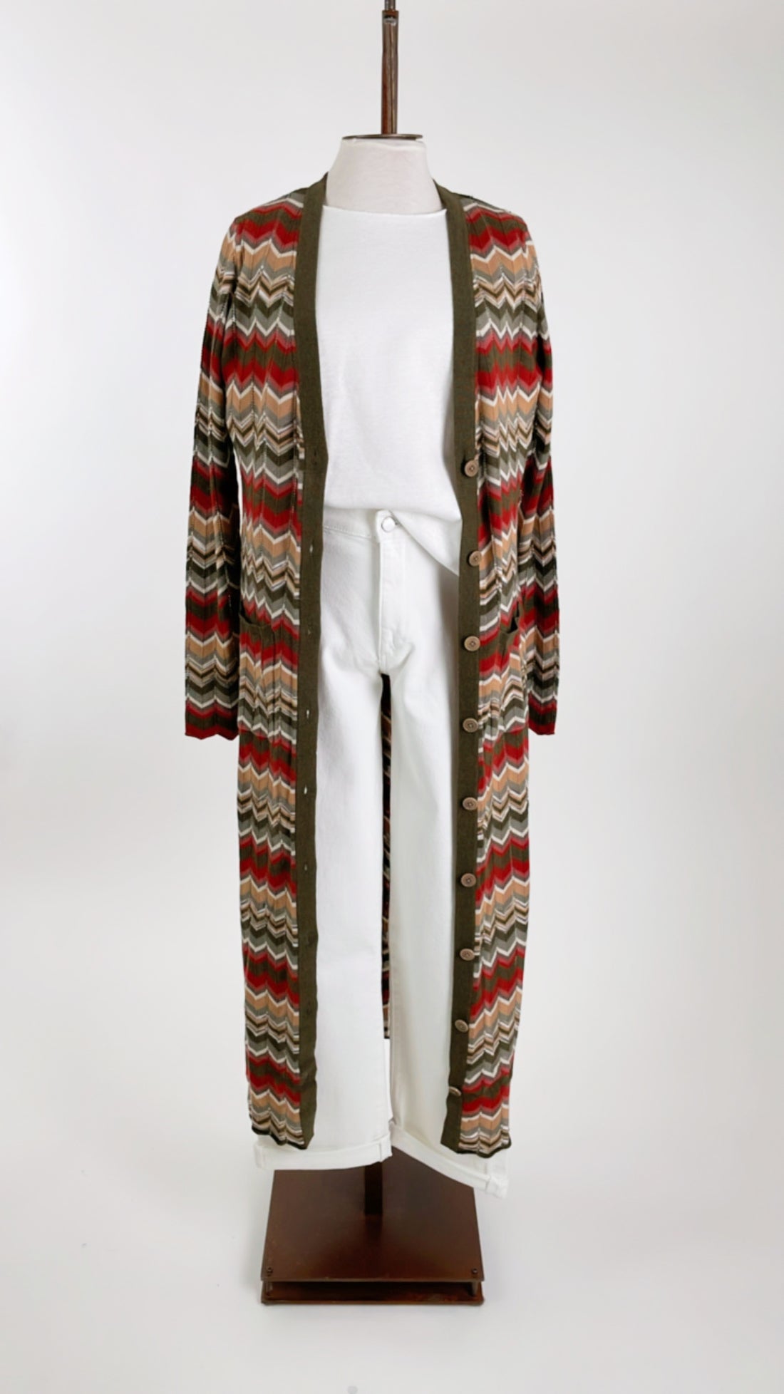 Flame Stitch Space Dye Maxi Cardigan