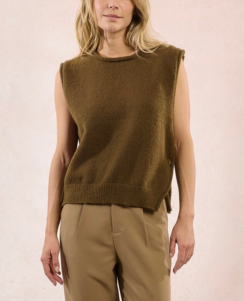 Sleeveless Sweater In Khaki