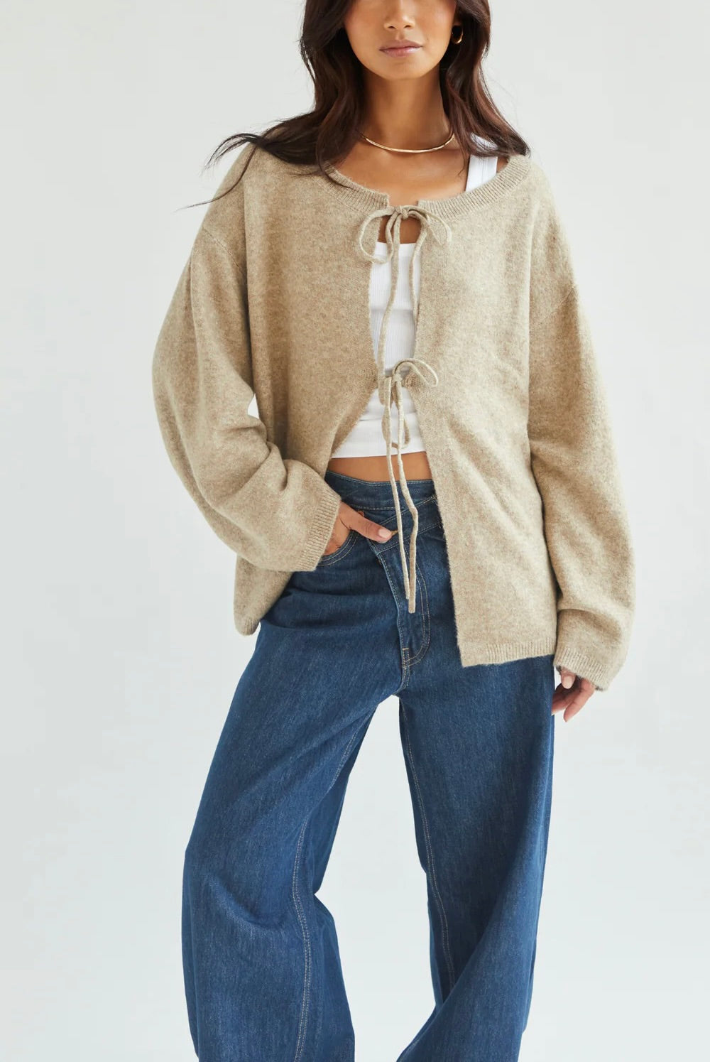 Erin Reversible Cardigan In Sand