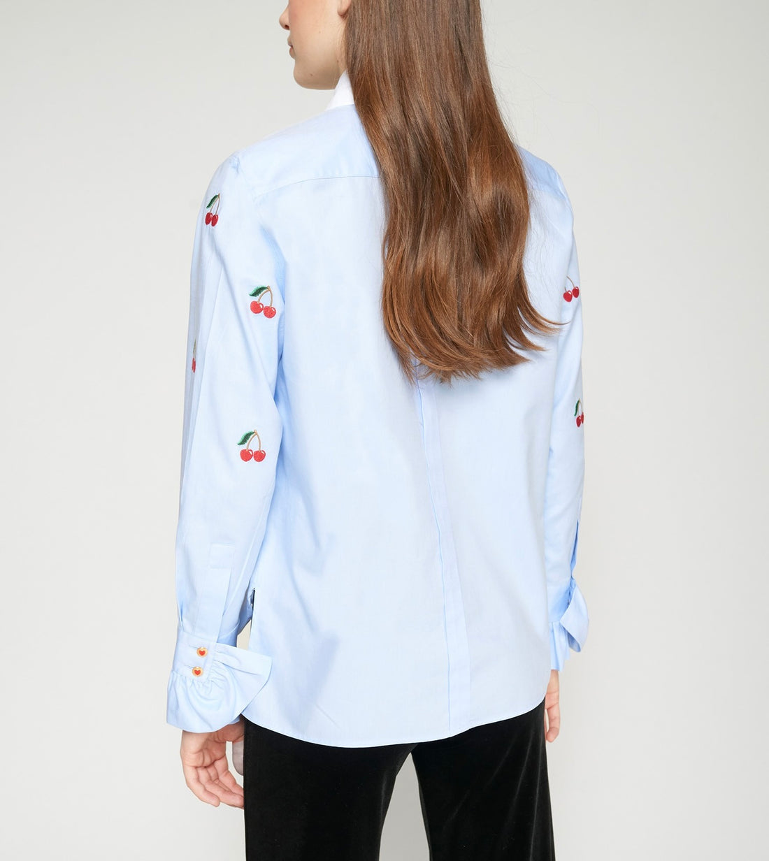 Shirt With Embroidered Cherries