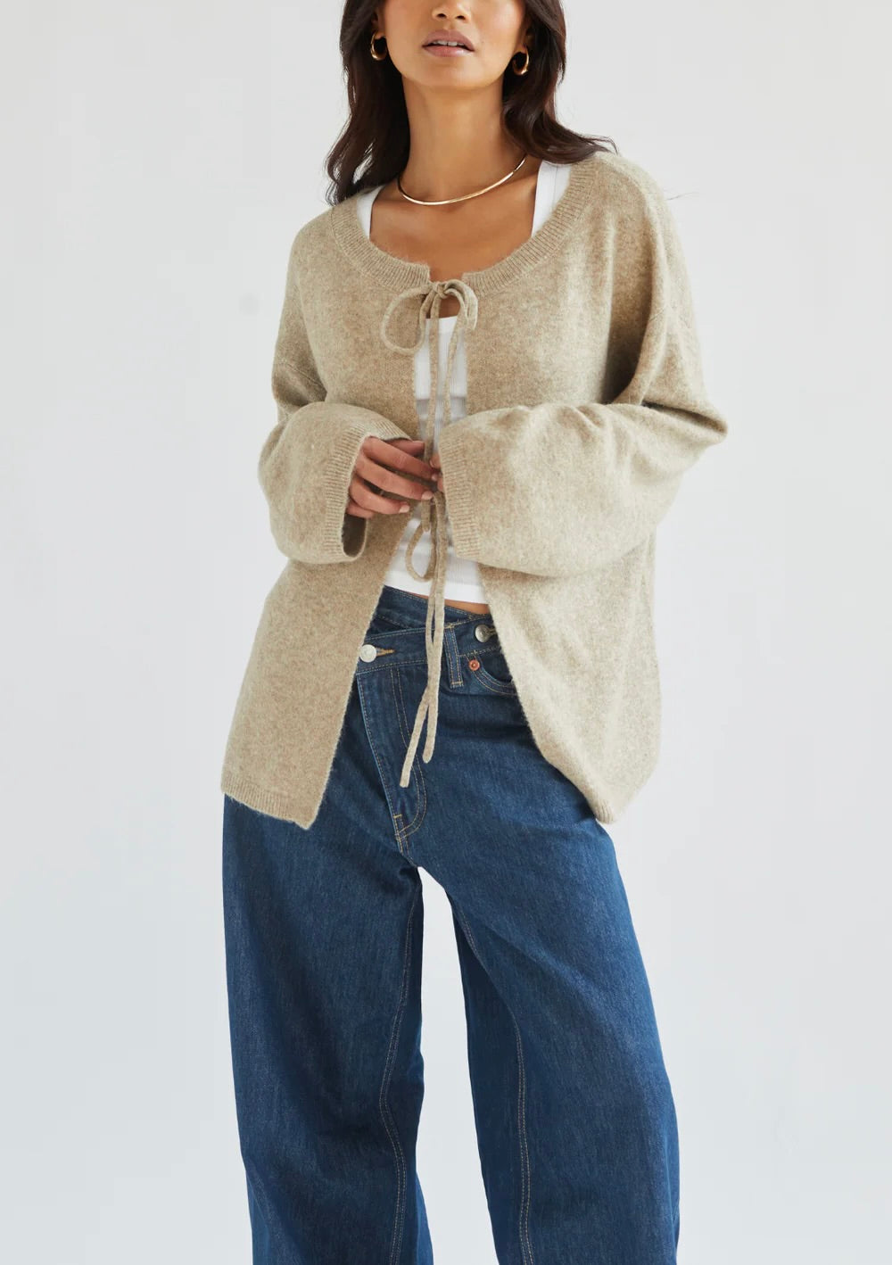 Erin Reversible Cardigan In Sand