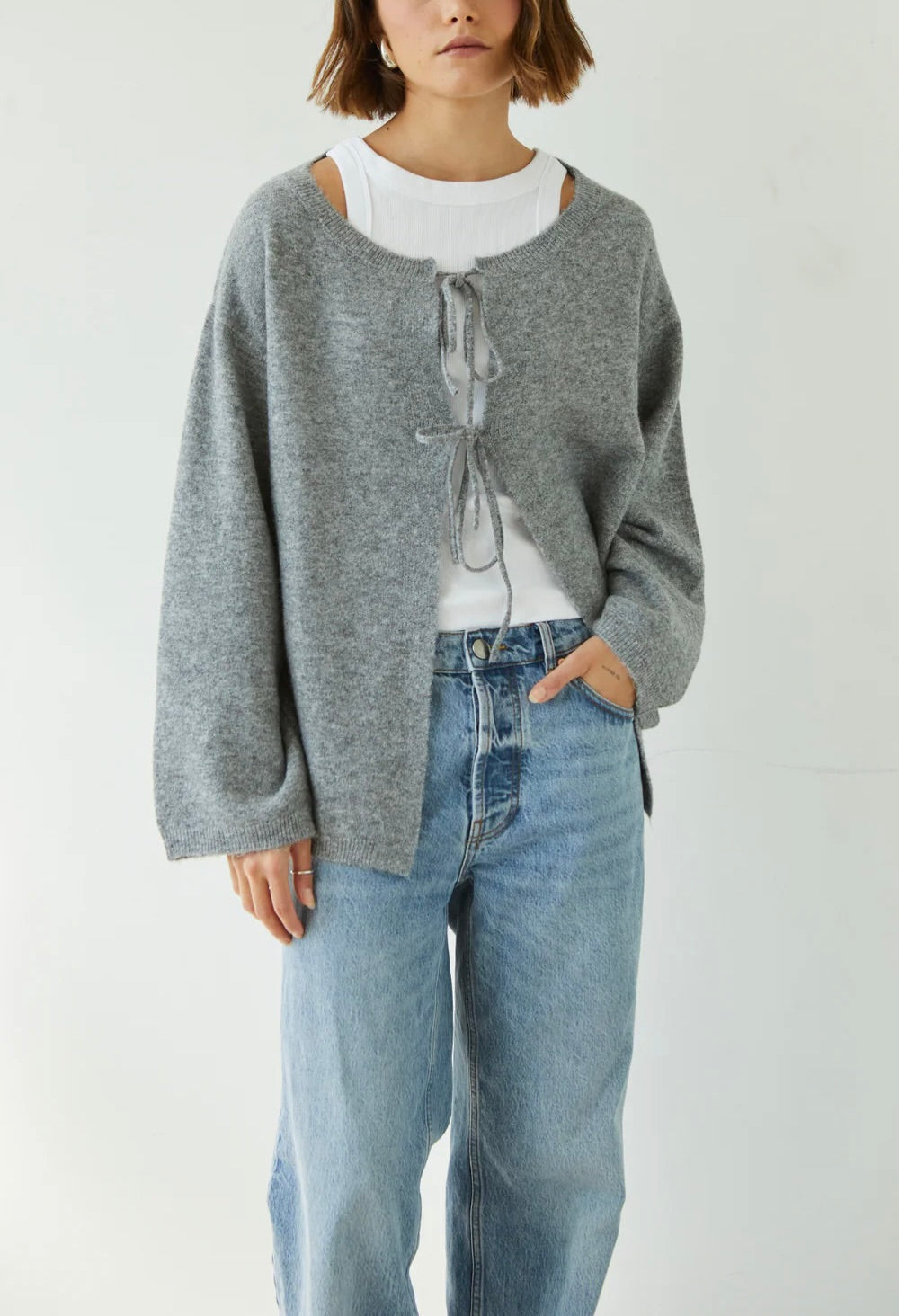 Erin Reversible Cardigan In Grey