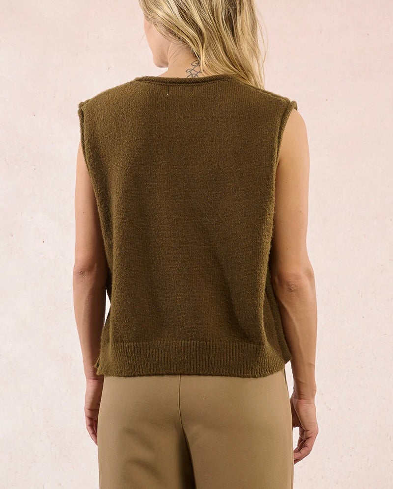 Sleeveless Sweater In Khaki