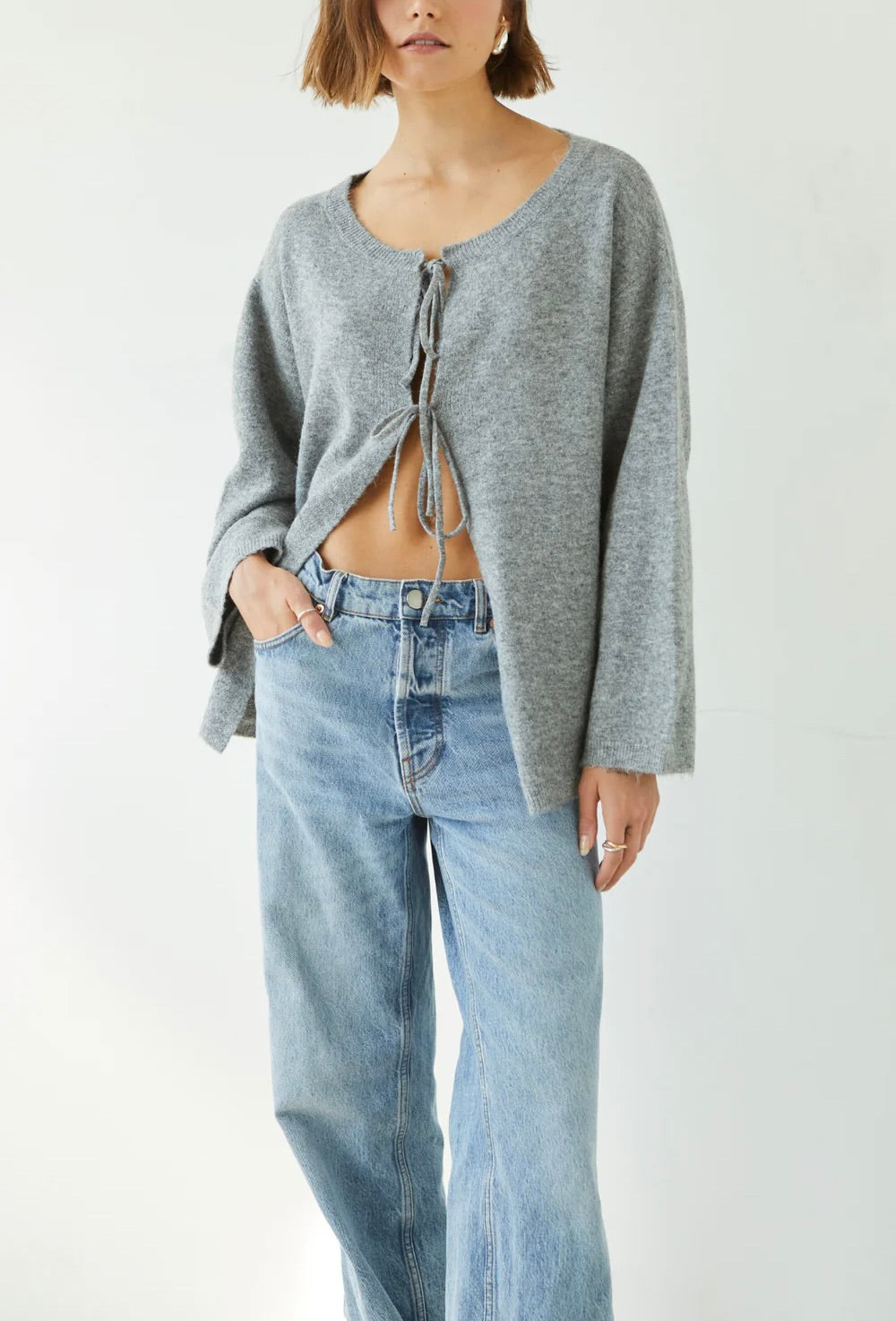 Erin Reversible Cardigan In Grey