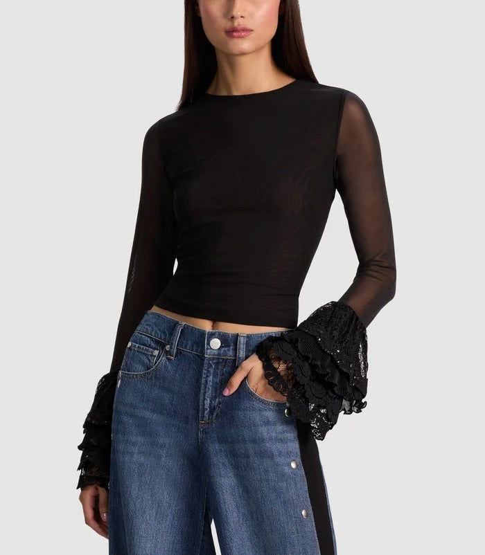 Delaina Top with Ruffle Cuff