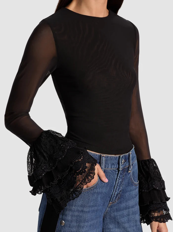 Delaina Top with Ruffle Cuff