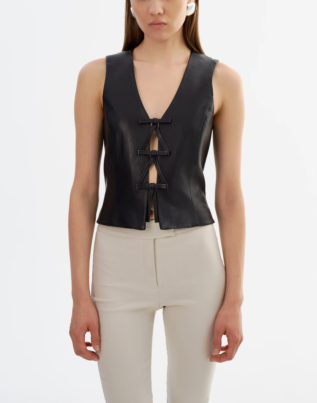Bastina Leather Bow Top
