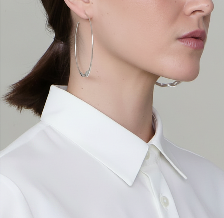 XL Crescent Hoop Earrings Silver