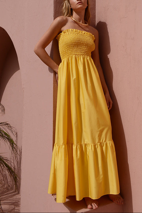 Strapless Dress in Yellow