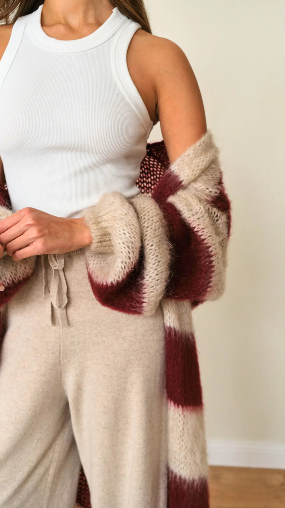 Kay Cardigan In Ruby Stripes