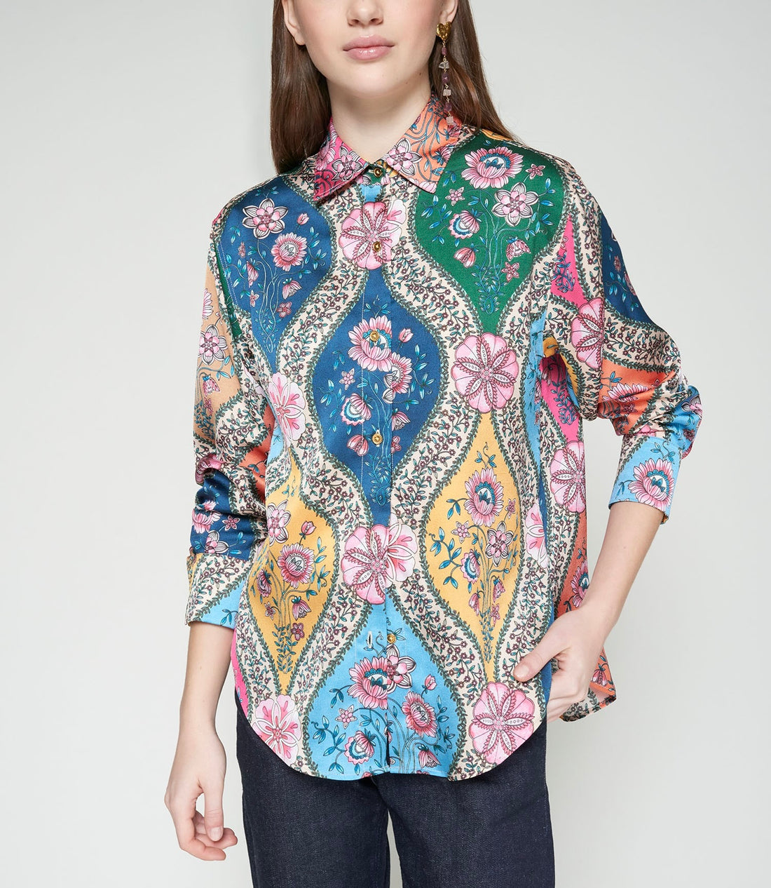 Donia Scarf Print Shirt