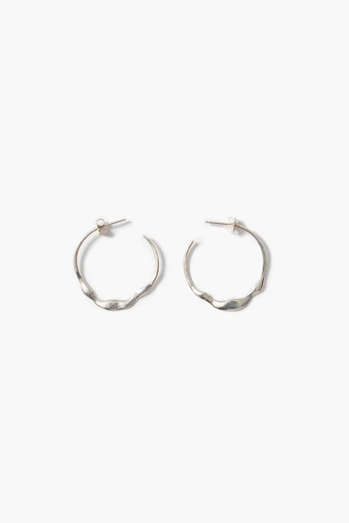 Crescent Hoop Earrings In Silver