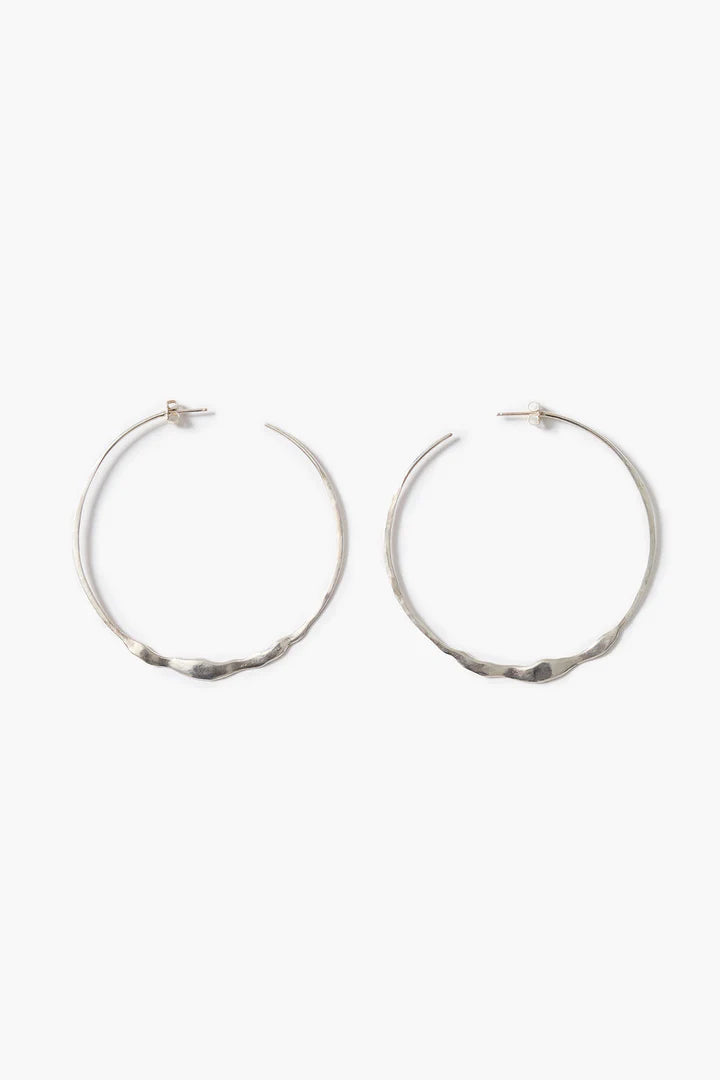 XL Crescent Hoop Earrings Silver
