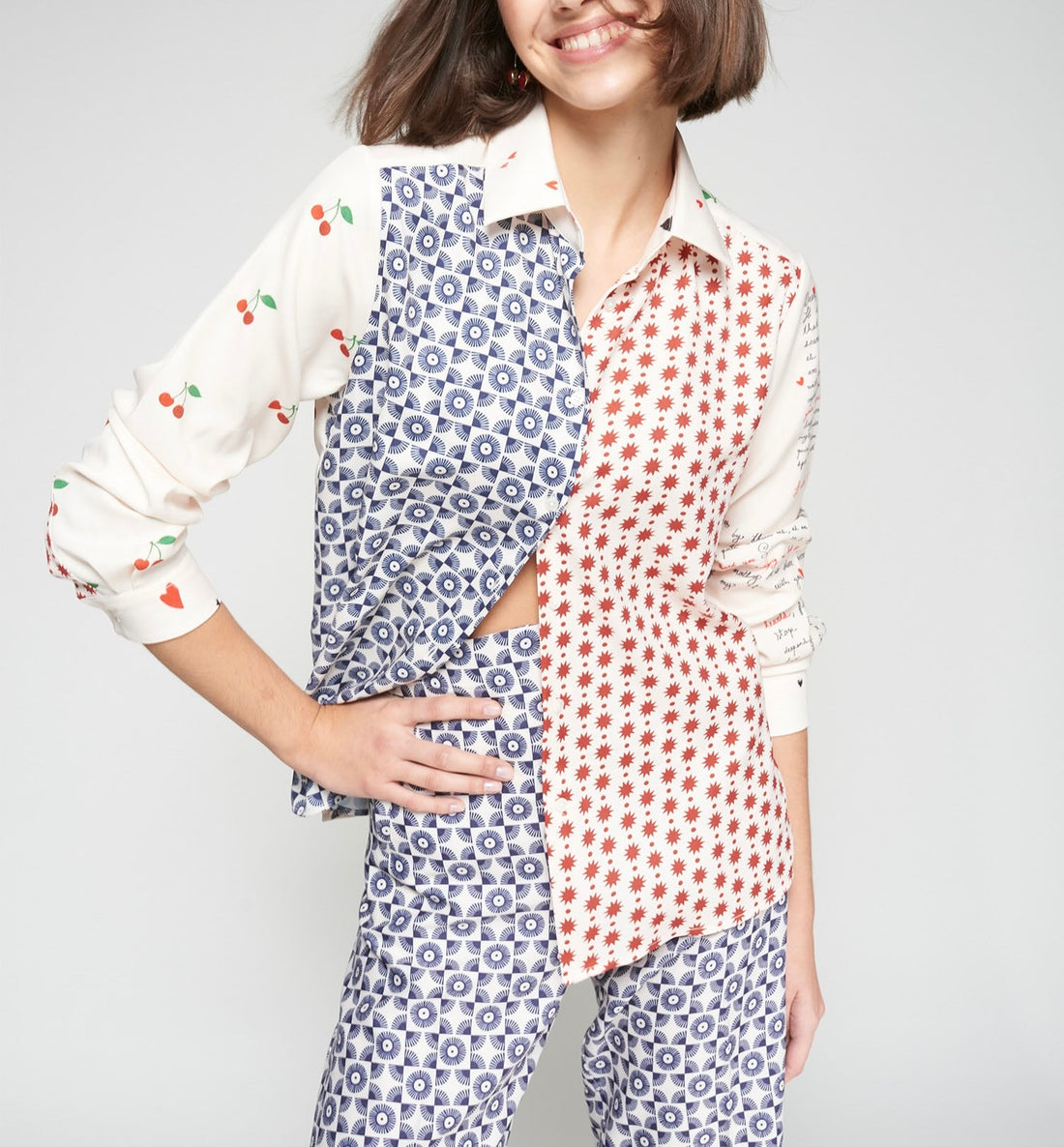 Split Print Blouse