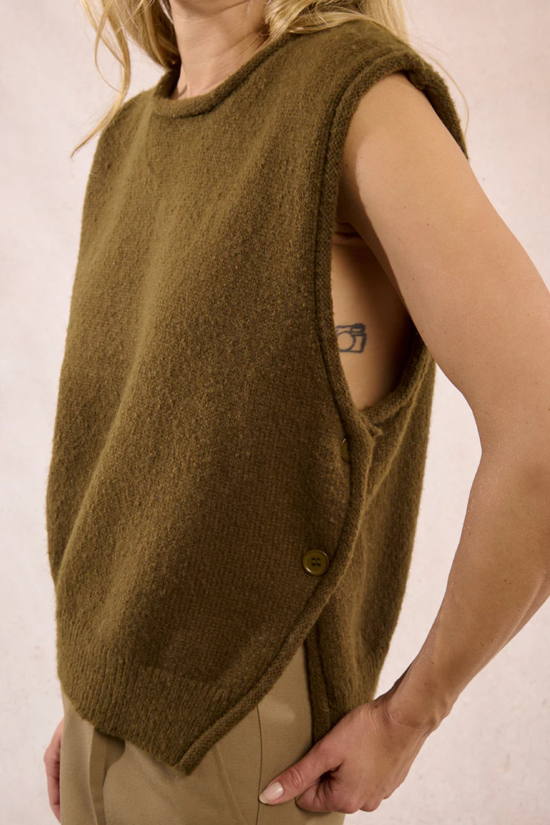 Sleeveless Sweater In Khaki