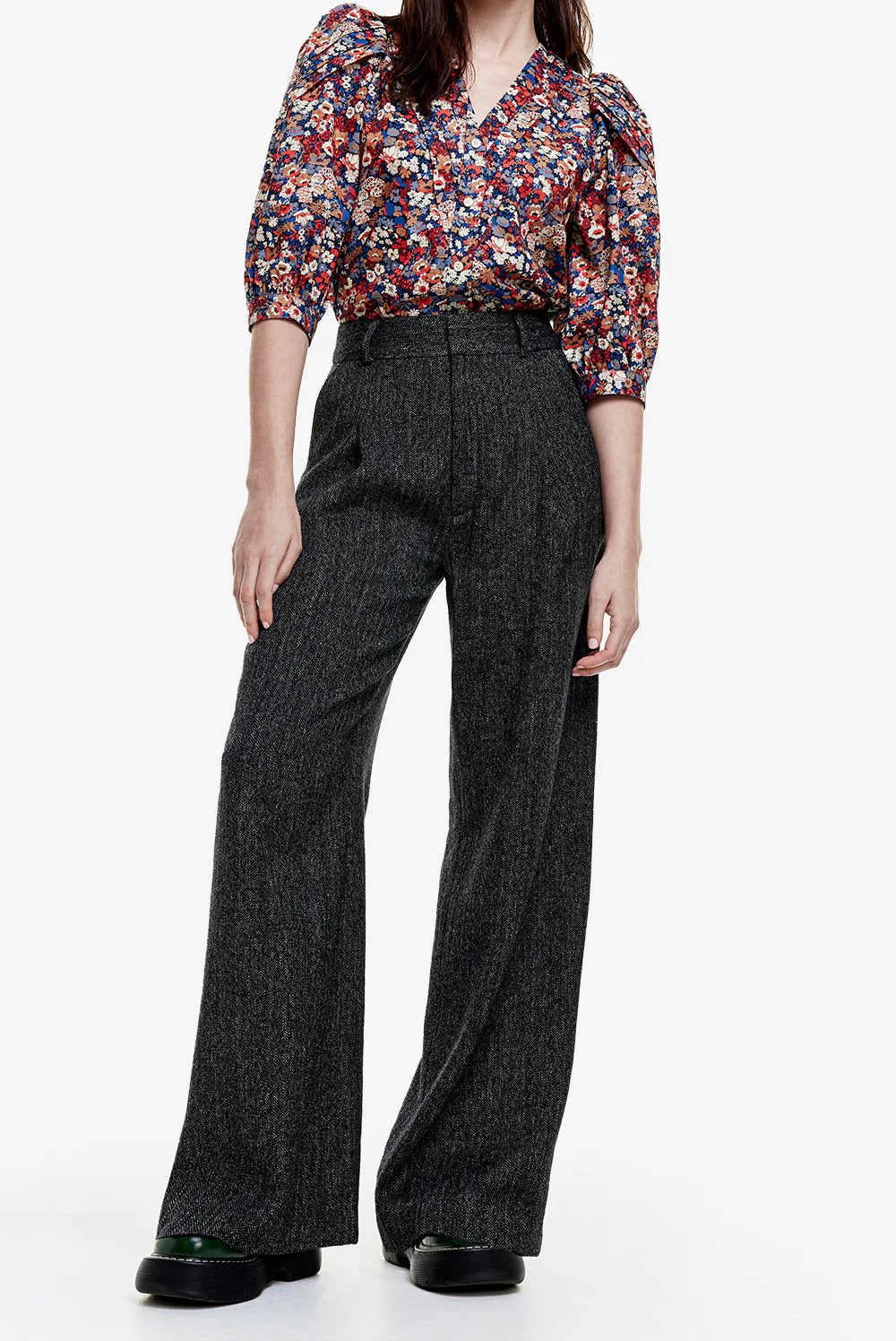 Tweed Pleated Trouser