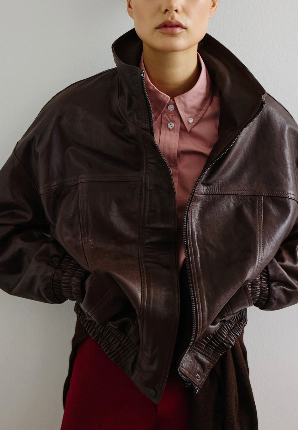 Oversized Leather Bomber