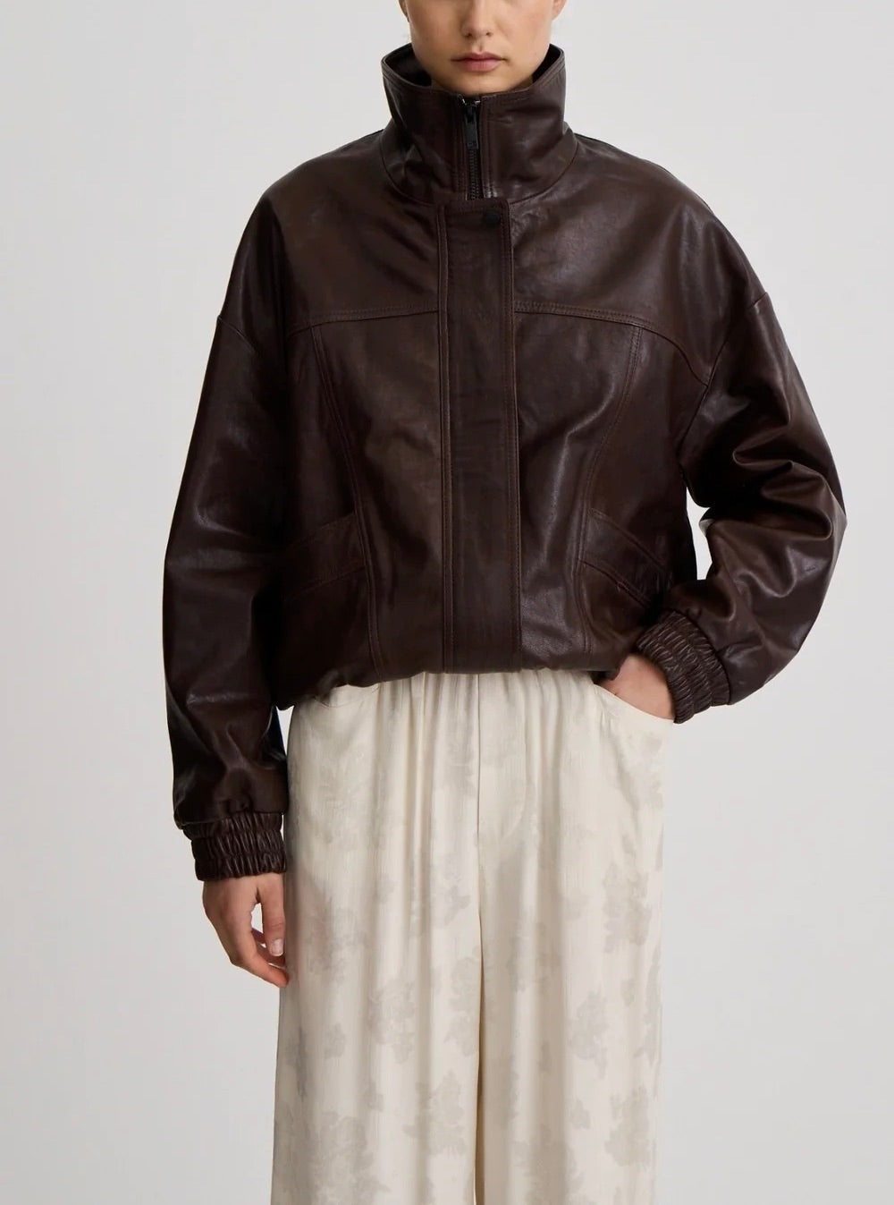 Oversized Leather Bomber