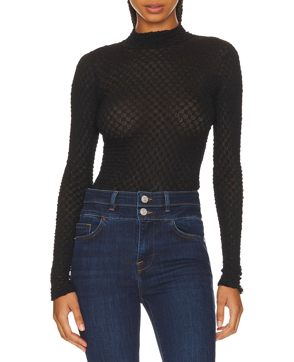 Mesh Lace Turtleneck Top