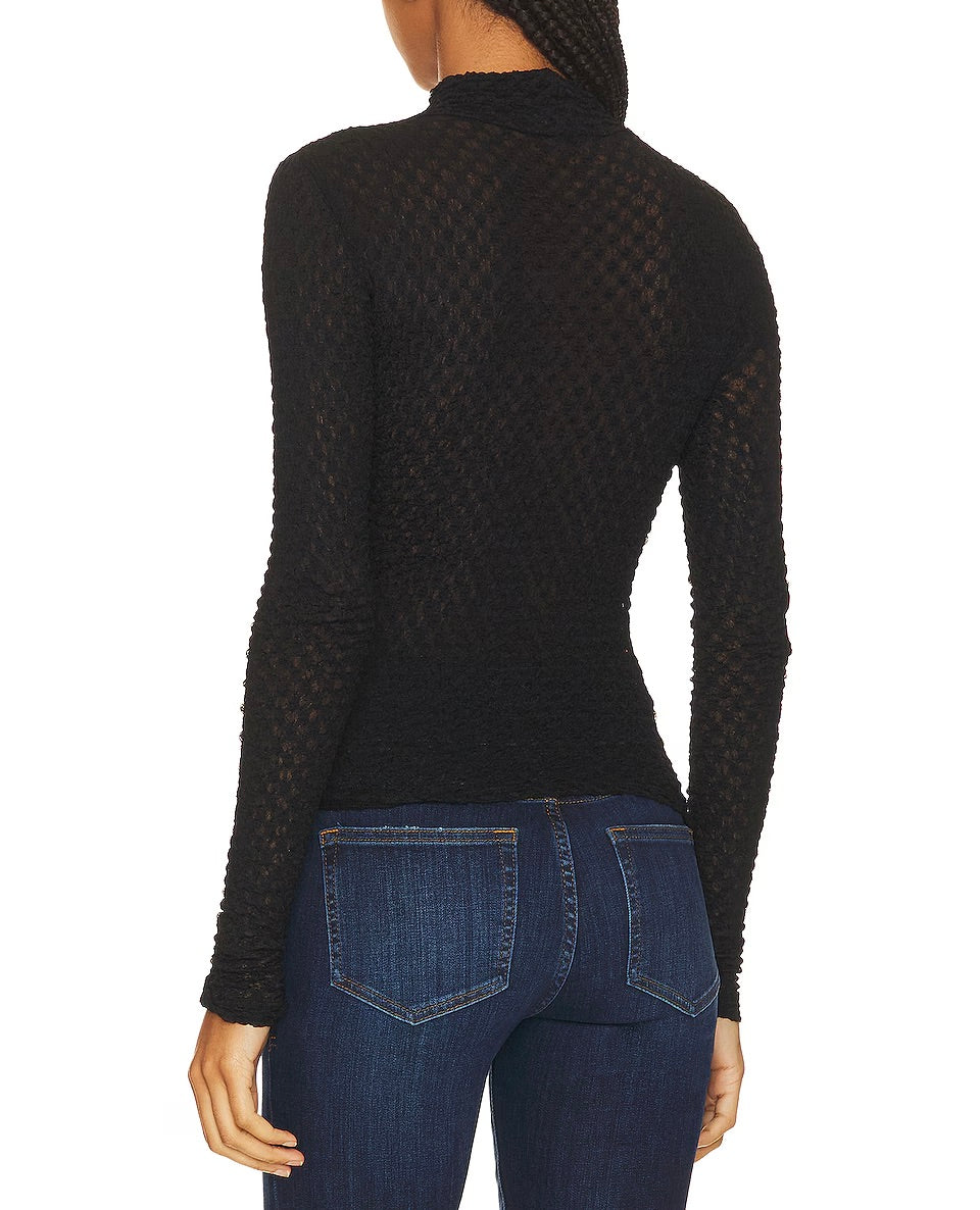 Mesh Lace Turtleneck Top