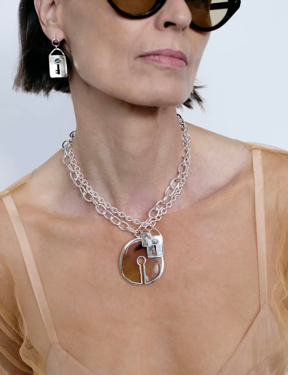 Padlock Earrings Silver
